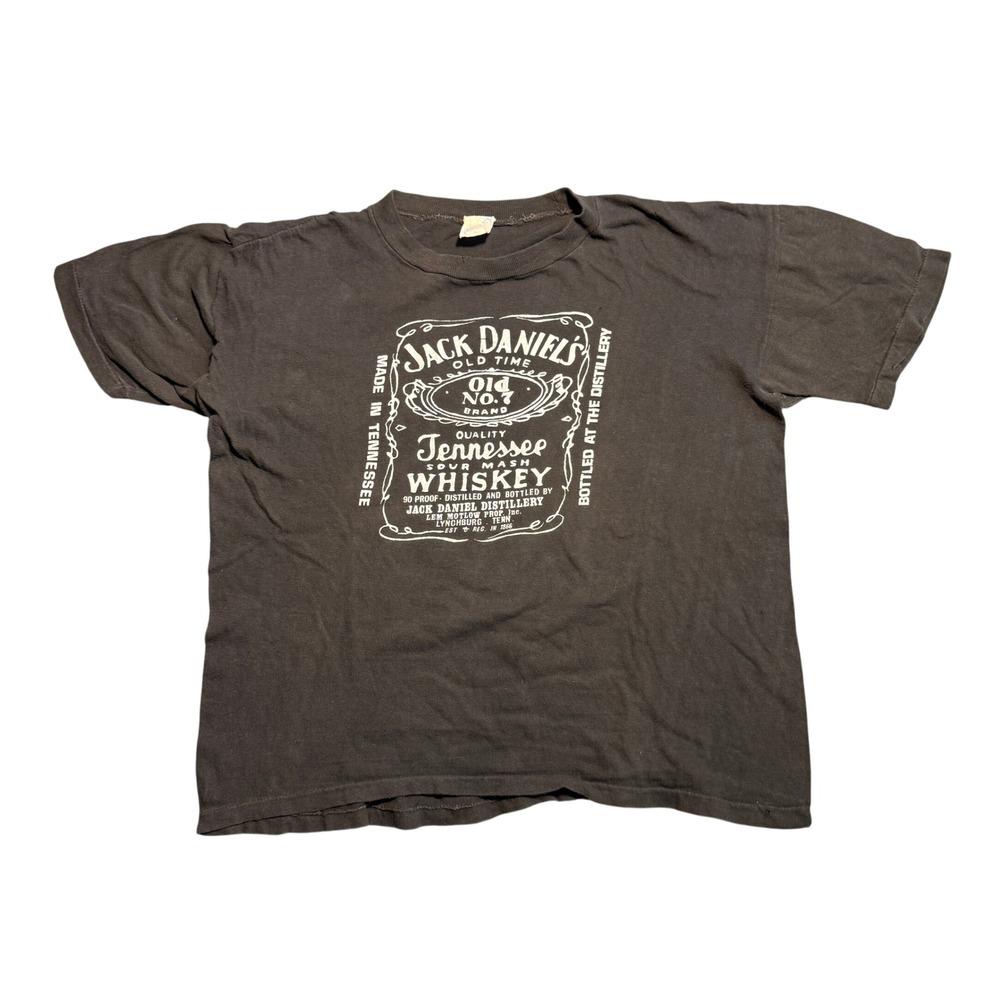 Vintage 70s Jack Daniels Whiskey T Shirt Black Single Stitch Distressed M/L